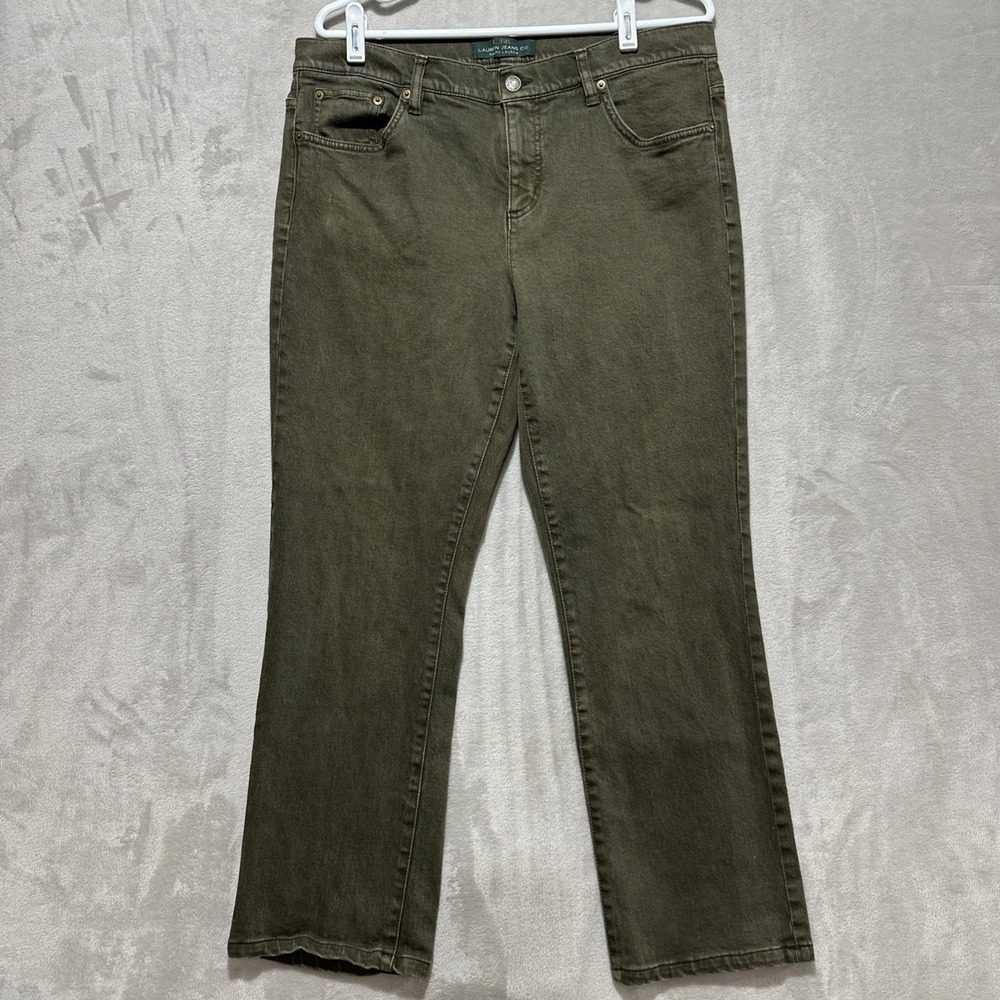 Lauren Ralph Lauren Modern Straight Jeans Womens 14 Green Stretch Denim Pants